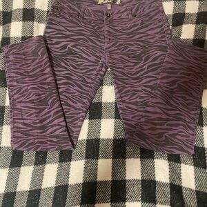 Purple Zebra Print Straight Leg Jeans